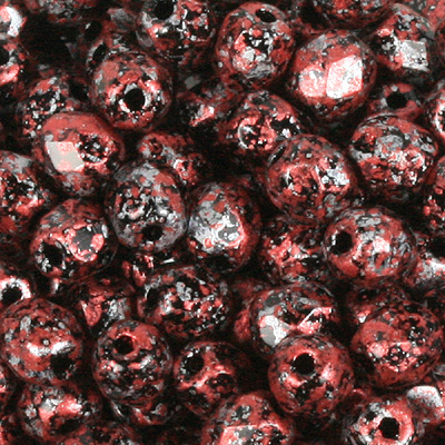 GBFP08-496 - Czech fire-polished beads - opaque tweedy red
